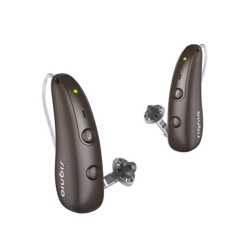 Et par Signia Pure høreapparater i mat brun