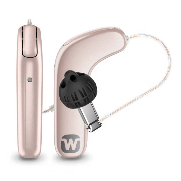 et sæt WIDEX SmartRIC høreapparater i rosa